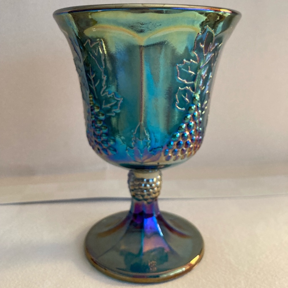Vintage Carnival Glass Goblet Harvest Grape